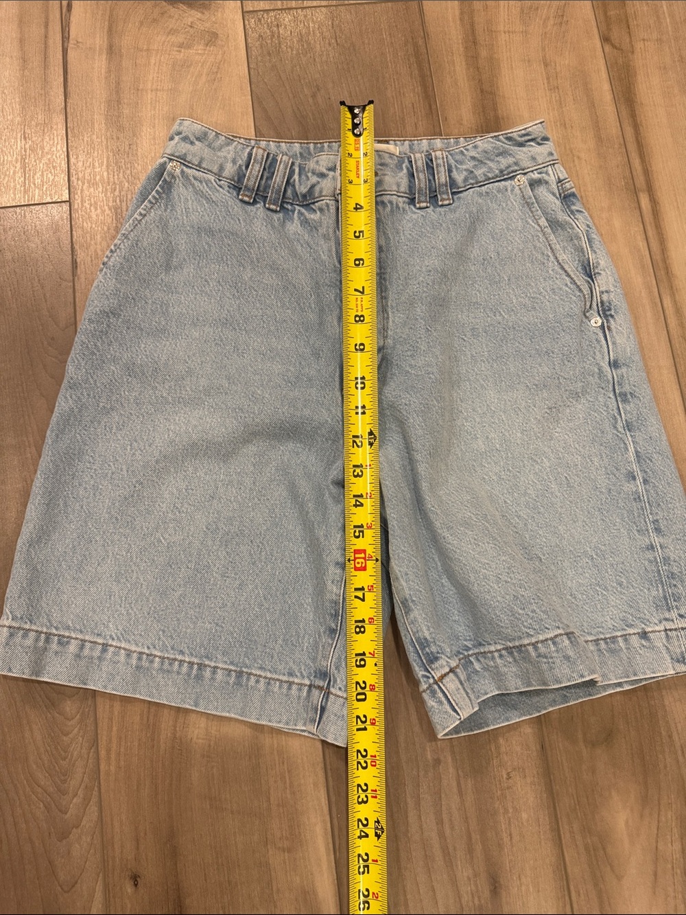 NEW FRAME The Trouser Shorts. Denim Bermuda Shorts. 100% Cotton. Size 27 - Picture 8 of 11